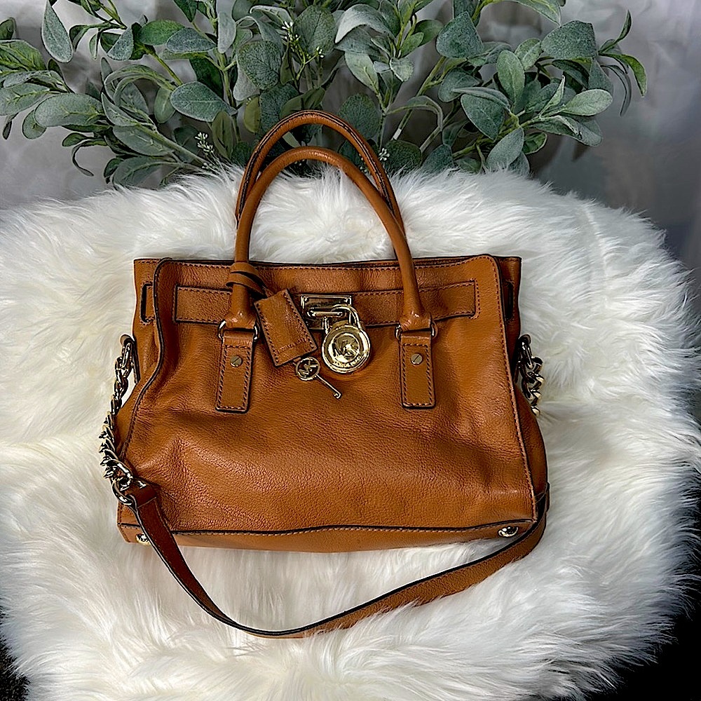 Michael Michael Kors Women's Hamilton Saffiano Leather Medium Satchel Browm